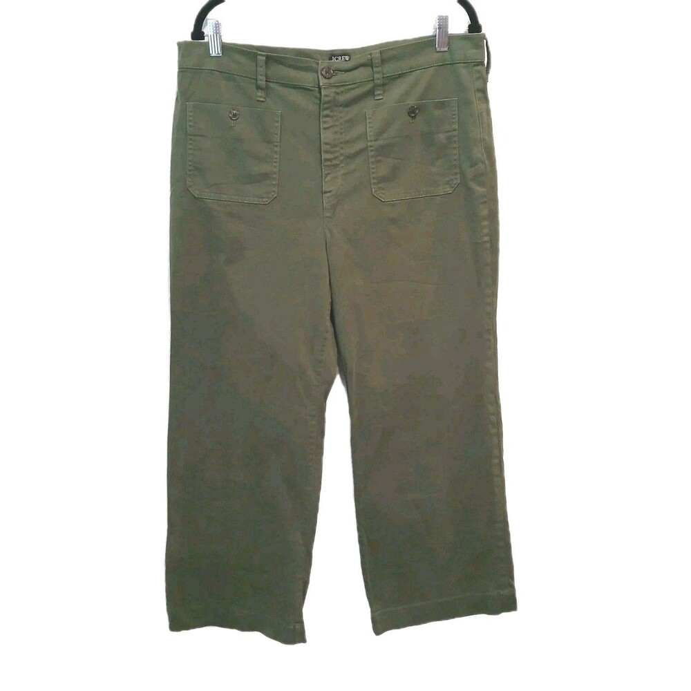 J.Crew Sailor Slim Wide-leg Chino Pant in Distressed Fatigue BY637 Size 32 Green